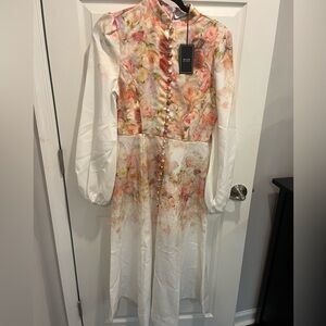 These Three boutique floral belted midi dress NWT